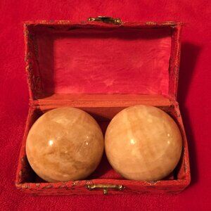 Pair Vintage Chinese Boading Balls Stress Marble Cream Stress Release Meditation